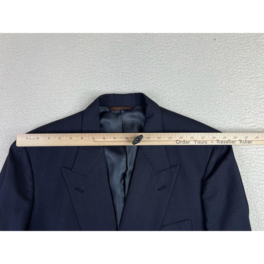 Nordstrom Suit Jacket Mens 43L Blue Stripe Wool Double Breasted USA - Picture 16 of 16